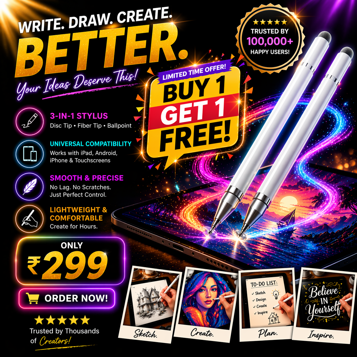 iAccessories 3 in 1 stylus pen